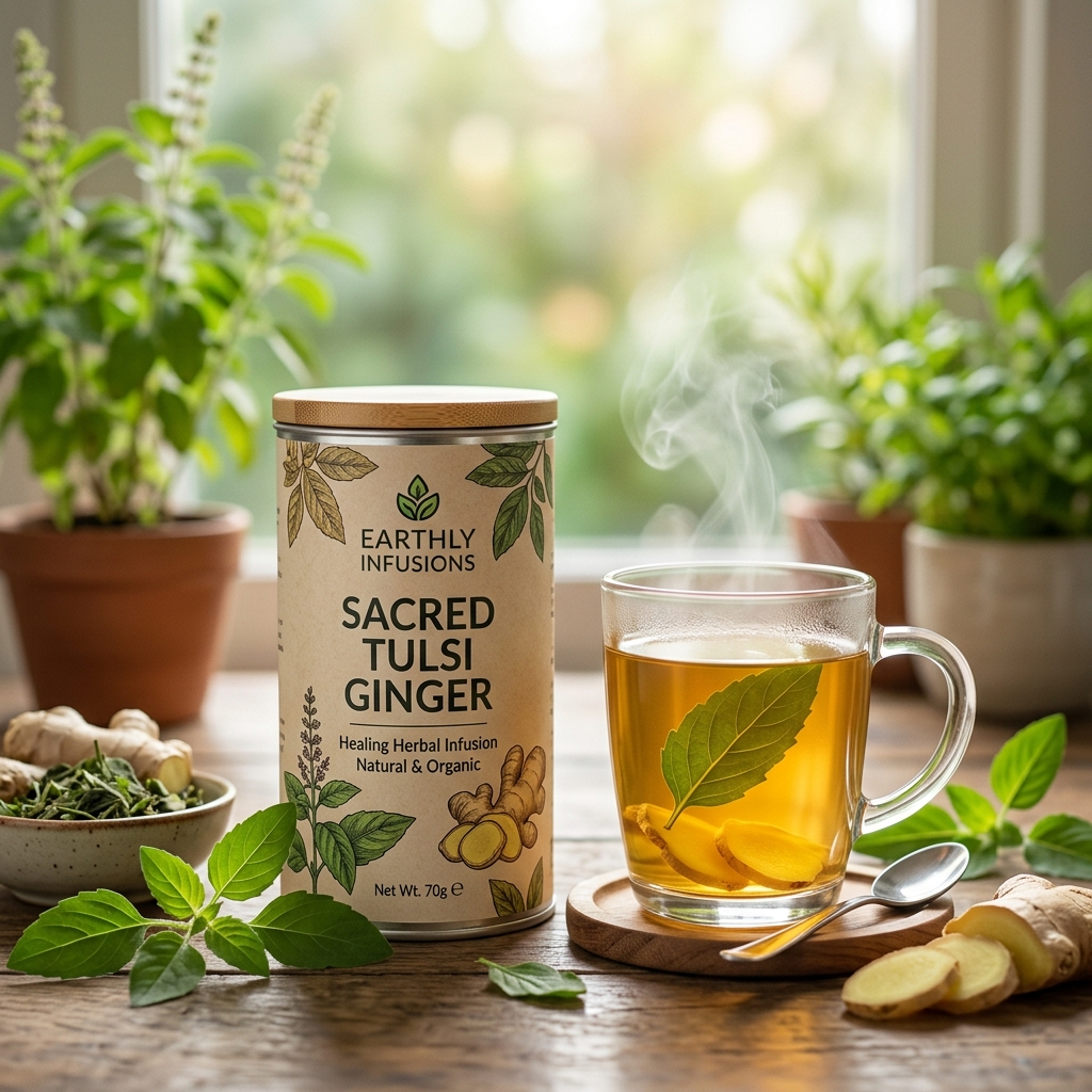 Sacred Tulsi Ginger Healing Herbal Tea (100g)